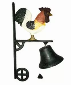Cajun Classic Cast Iron Rooster Hanging Outdoor Dinner Bell Cast Iron Cookware