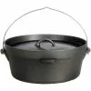 Cajun Classic Seasoned Camp Dutch Oven W/ Biscuit Lid - 6 Qt Cast Iron Cookware