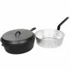 Cast Iron Cookware Cajun Classic Seasoned Cast Iron Chicken Fryer