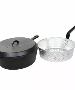 Cast Iron Cookware Cajun Classic Seasoned Cast Iron Chicken Fryer