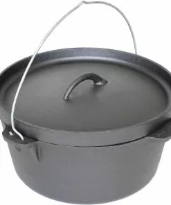 Cajun Classic Seasoned Camp Dutch Oven W/ Biscuit Lid - 16 Qt