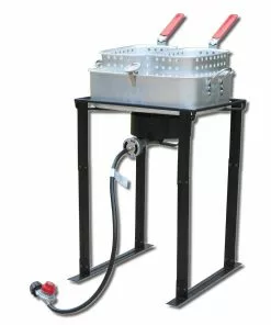 King Kooker Double Square Fish Fryer Pot Tall Outdoor Cooking Kit Fish Fryers