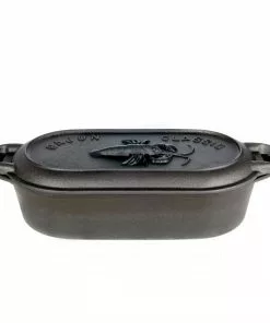 Cajun Classic Cast Iron Cookware Cast Iron Oval Casserole Dish W/ Cast Iron Crawfish Lid