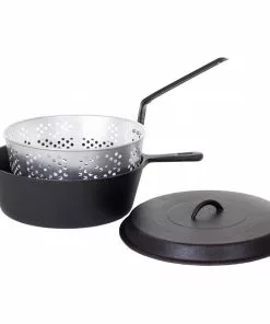 Cast Iron Cookware Cajun Classic Seasoned Large Cast Iron Chicken Fryer