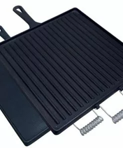 King Kooker Cast Iron Cookware Two Sided Square Pre-Seasoned Cast Iron Griddle