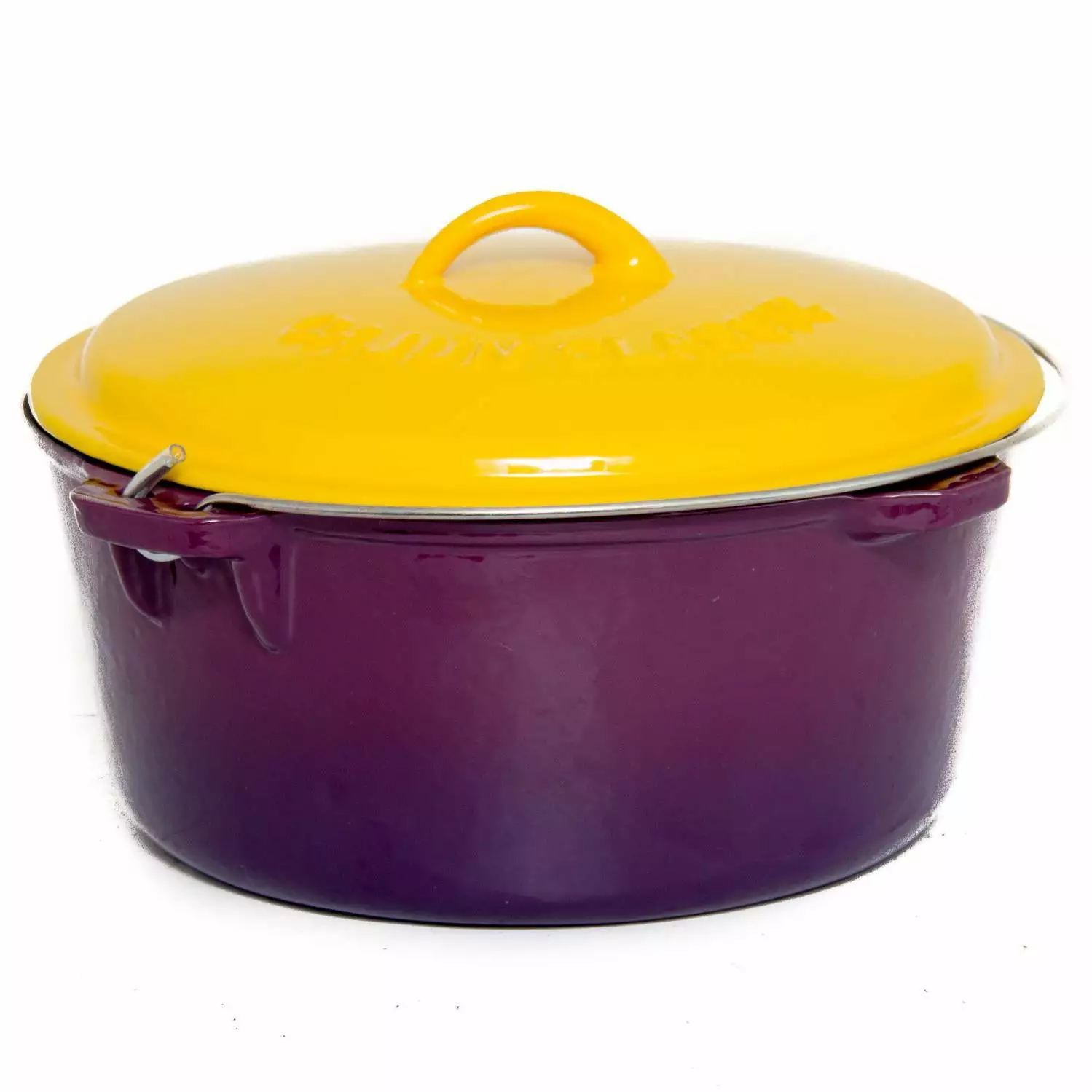 Cajun Classic Enamel Coated Purple & Gold Dutch Oven - 16 Quart Cast Iron Cookware 1 Cajun Classic Enamel Coated Purple & Gold Dutch Oven - 16 Quart Cast Iron Cookware