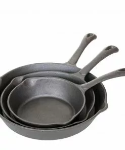 Cast Iron Cookware Cajun Classic Cast Iron Skillet Set - 6, 8 & 10 Inch Unseasoned