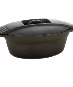 Cast Iron Cookware Cajun Classic Oval Seasoned Cast Iron Casserole Pot - 4 Quart