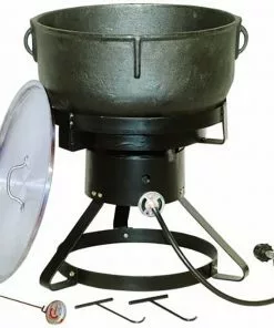 Cast Iron Cookware King Kooker 10 Gallon Cast Iron Jambalaya Pot Cooking Kit