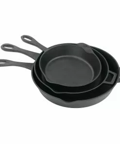 Cast Iron Cookware Bayou Classic 3 Piece LARGE Cast Iron Skillet Set