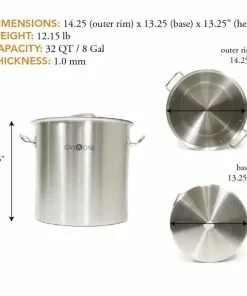 Cajun Outdoor Cooking Stainless Steel Stockpot W/Steamer 32 QT