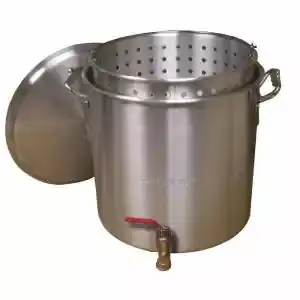 King Kooker Aluminum Boiling Pot With Drain Valve, Basket And Lid 100 Qt Stock Pots 1 King Kooker Aluminum Boiling Pot With Drain Valve, Basket And Lid 100 Qt Stock Pots